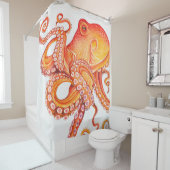 Roter Orangentopf Wasserfarbe Duschvorhang (Beispiel)