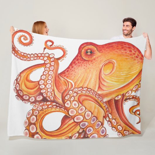Roter Orangentopf Wasserfarbe Fleecedecke (Beispiel)