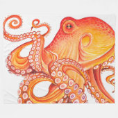 Roter Orangentopf Wasserfarbe Fleecedecke (Vorderseite (Horizontal))