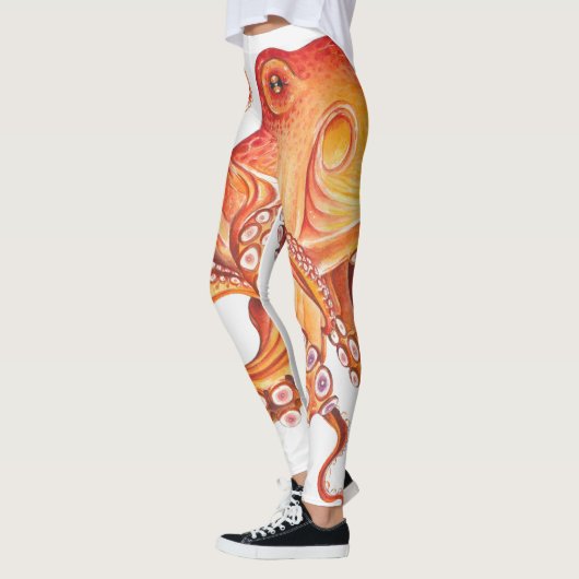 Roter Orangentopf Wasserfarbe Leggings (Links)