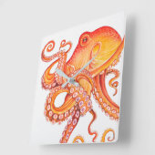 Roter Orangentopf Wasserfarbe Quadratische Wanduhr (Winkel)