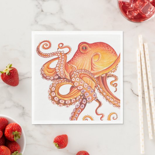 Roter Orangentopf Wasserfarbe Serviette (Beispiel)