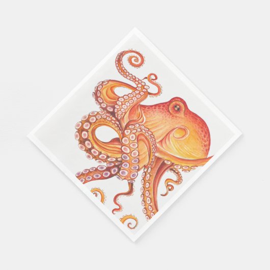 Roter Orangentopf Wasserfarbe Serviette (Ecke)