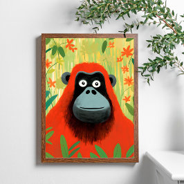 Roter Orangutan Jungle Scene Kinder Kunst Poster