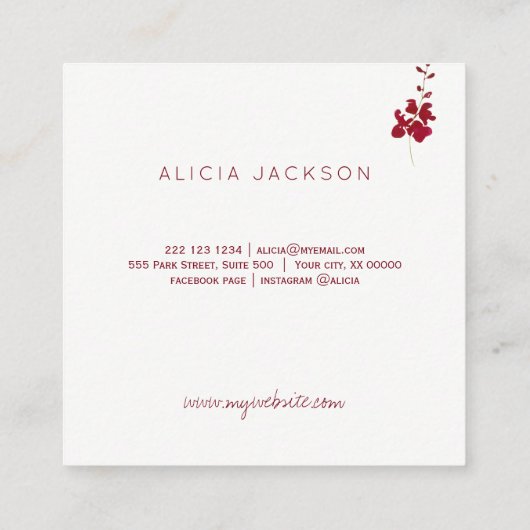 Roter Orchideenkupfer-Rose-Lippenstift-Verteiler Quadratische Visitenkarte (Rückseite)