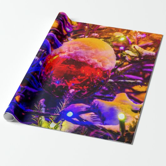 Roter Ornament-Ball, Schneekappe Geschenkpapier (Ungerollt)