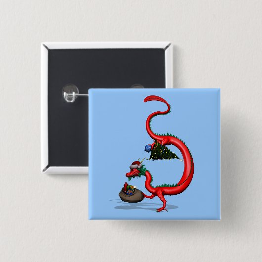 Roter Ostdrache Button (Vorne & Hinten)