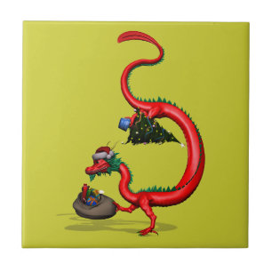 Roter Ostdrache Fliese