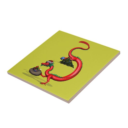 Roter Ostdrache Fliese (Seite)