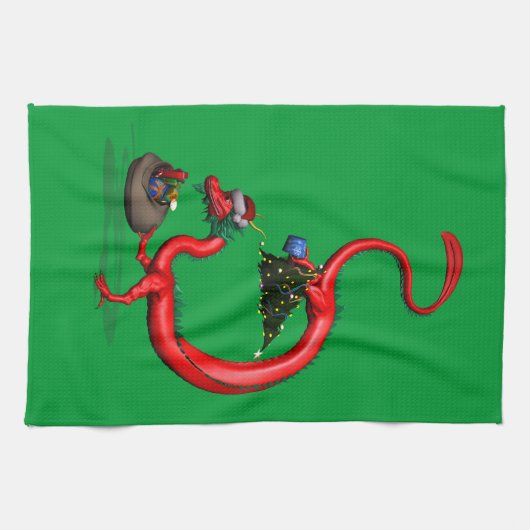 Roter Ostdrache Geschirrtuch (Horizontal)