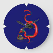 Roter Ostdrache Große Wanduhr (Vorderseite)