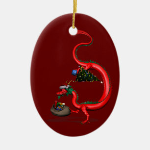 Roter Ostdrache Keramik Ornament