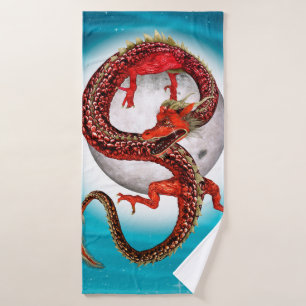 Roter Ostdrache - Mythische Fantasiewesen Badehandtuch