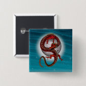 Roter Ostdrache - Mythische Fantasiewesen Button (Vorne & Hinten)