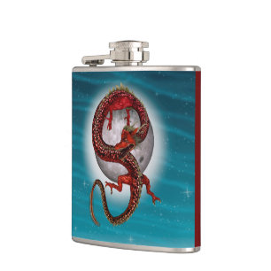 Roter Ostdrache - Mythische Fantasiewesen Flachmann