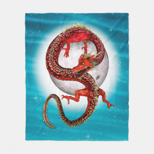 Roter Ostdrache - Mythische Fantasiewesen Fleecedecke