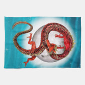 Roter Ostdrache - Mythische Fantasiewesen Geschirrtuch (Horizontal)