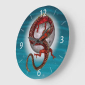 Roter Ostdrache - Mythische Fantasiewesen Große Wanduhr (Winkel)