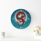 Roter Ostdrache - Mythische Fantasiewesen Große Wanduhr (Zuhause)