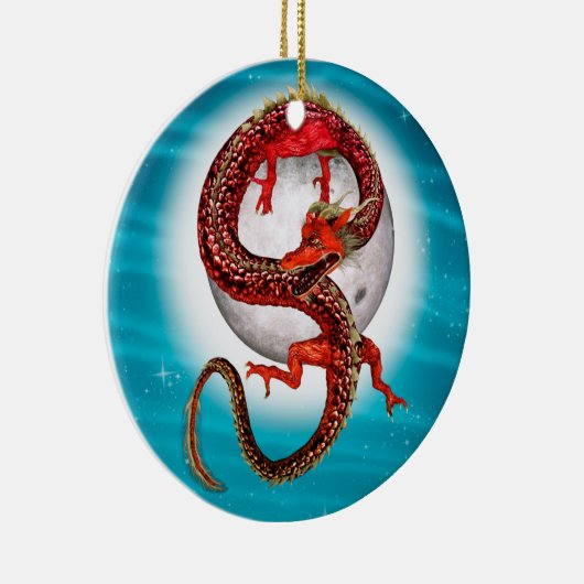 Roter Ostdrache - Mythische Fantasiewesen Keramik Ornament (Rechts)