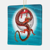 Roter Ostdrache - Mythische Fantasiewesen Keramikornament (Links)