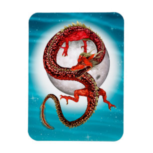 Roter Ostdrache - Mythische Fantasiewesen Magnet