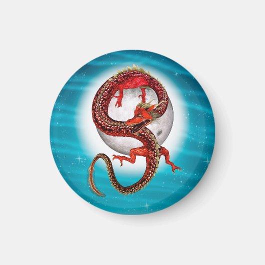 Roter Ostdrache - Mythische Fantasiewesen Magnet (Vorne)