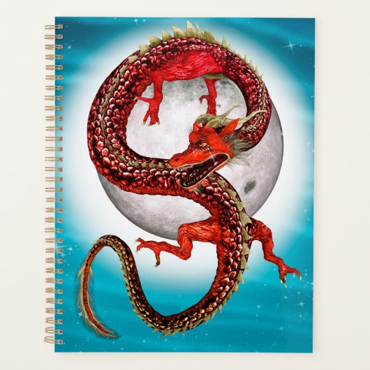 Roter Ostdrache - Mythische Fantasiewesen Planer (Vorderseite)