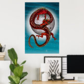Roter Ostdrache - Mythische Fantasiewesen Poster (Heimbüro)