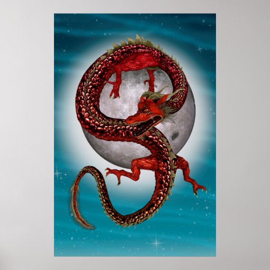 Roter Ostdrache - Mythische Fantasiewesen Poster (Vorne)