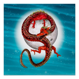 Roter Ostdrache - Mythische Fantasiewesen Poster