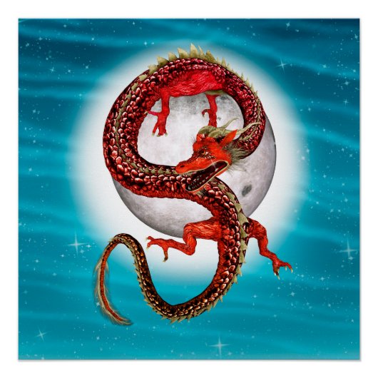 Roter Ostdrache - Mythische Fantasiewesen Poster (Vorderseite)