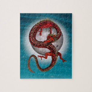 Roter Ostdrache - Mythische Fantasiewesen Puzzle