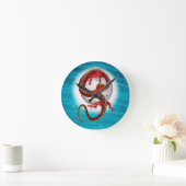 Roter Ostdrache - Mythische Fantasiewesen Runde Wanduhr (Zuhause)