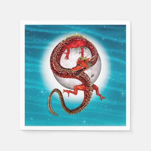 Roter Ostdrache - Mythische Fantasiewesen Serviette (Vorderseite)
