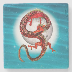 Roter Ostdrache - Mythische Fantasiewesen Steinuntersetzer
