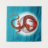 Roter Ostdrache - Mythische Fantasiewesen Wandteppich (Vorderseite (Horizontal))