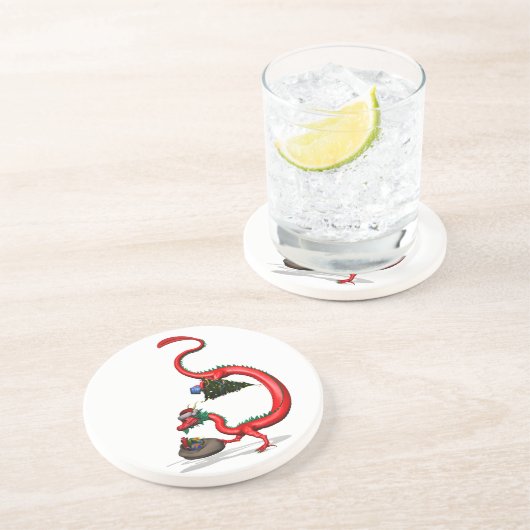 Roter Ostdrache Sandstein Untersetzer (Seite)