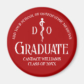 Roter Osteopathischer Medizinischer Abschluss Magnet (Vorne)