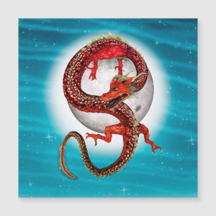 Roter Östlicher Drache - Mythische Fantasy-Kreatur Magnetkarte