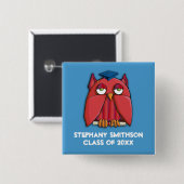 Roter Owl Grad Aqua Abschluss Button (Vorne & Hinten)