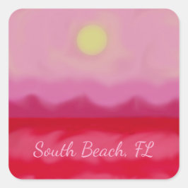 Roter Ozean-Sticker Quadratischer Aufkleber