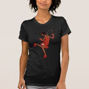 roter Pailletten schwarzer Flapper T-Shirt