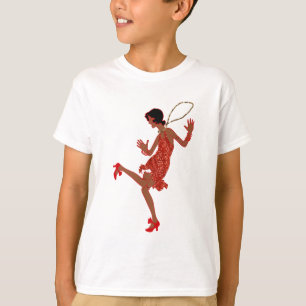 roter Pailletten schwarzer Flapper T-Shirt