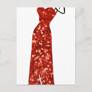 roter Pailletten Vintage Pin-up Postkarte