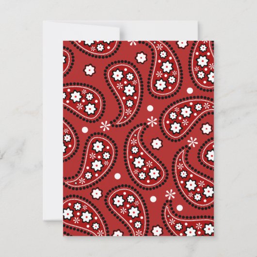 Roter Paisleybandana-inspirierte Einladung (Rückseite)