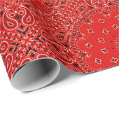 Roter Paisleybandana-Schal-Gewebe-Druck Geschenkpapier (Rolleneckpunkt)