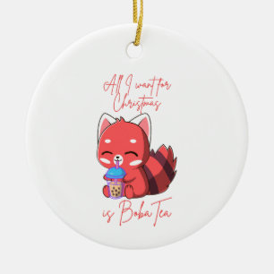 Roter Panda: Alles, was ich zu Weihnachten will, i Keramik Ornament
