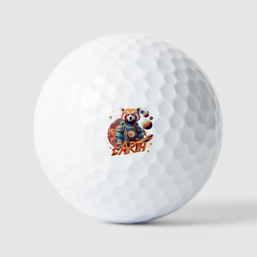 Roter Panda-Astronaut Golfball (Vorderseite)