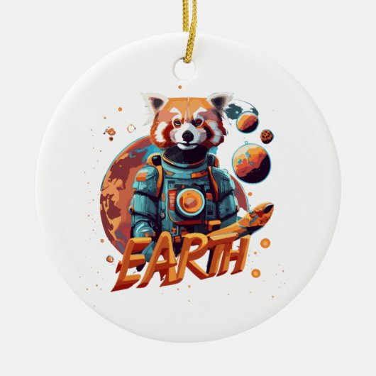 Roter Panda-Astronaut Keramik Ornament (Vorne)